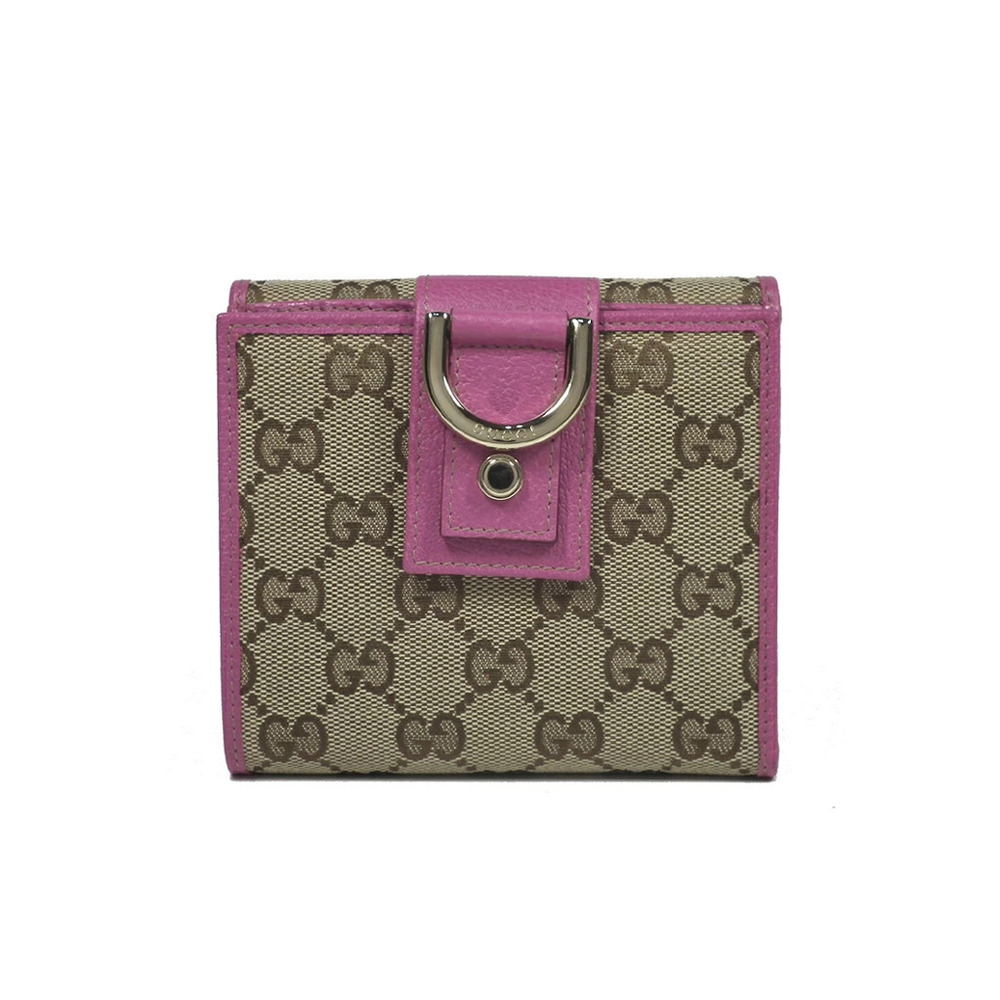 Gucci wallet GG canvas double snap closure double sided Abbey pink leather